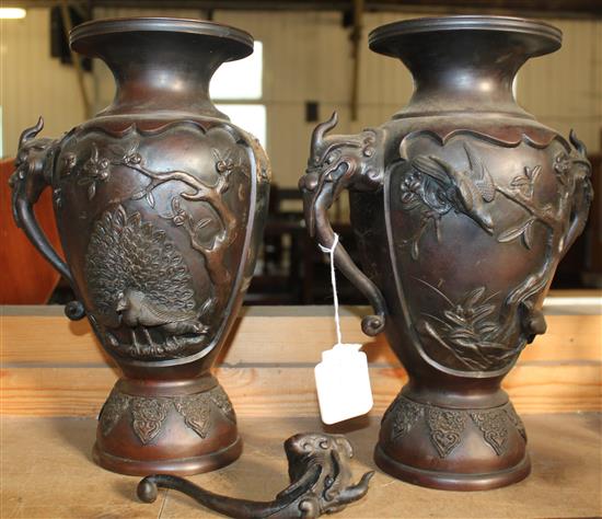 Pair Chinese bronze vases